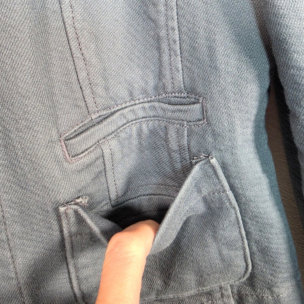 LOFT‎ Jacket Women's 2 Blue Gray Cotton Zip Front Utility Career Casual Cropped - Picture 10 of 13